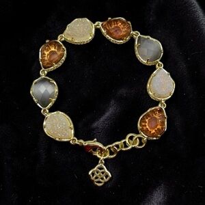 Kendra Scott ‘Brynn’ Multi-Stone Link Bracelet – Gold Tone Adjustable 6.5”-7.5”